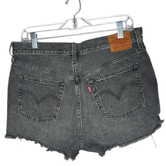 Levi’s 501 Charcoal Grey Denim Raw Hem High Rise Button Fly Shorts. Size 31. - Picture 4 of 11